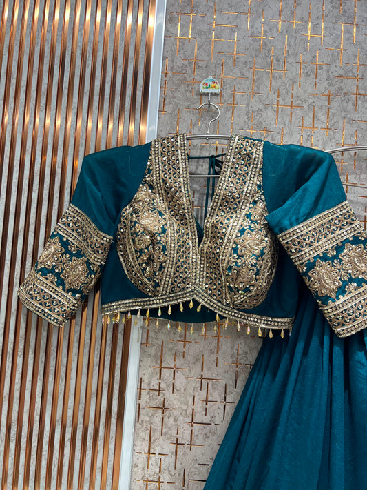 Blue Crop Top Lehenga