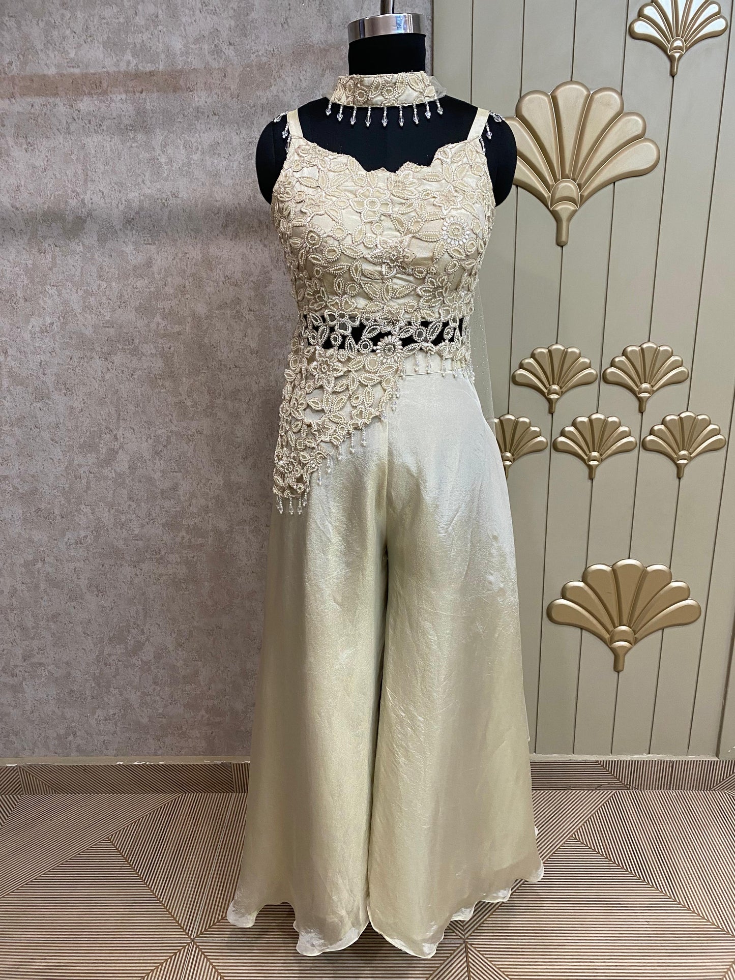 White Long Sharara Suit Dress Material