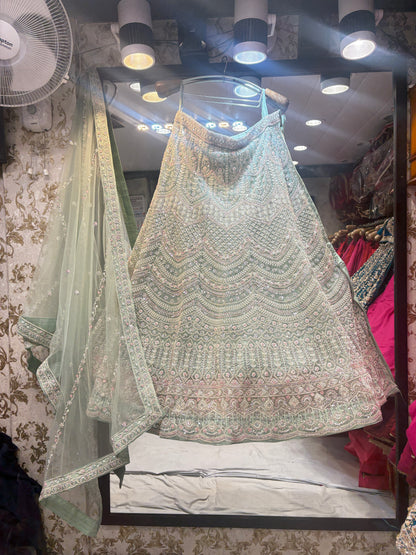 Pretty green crop top Lehenga