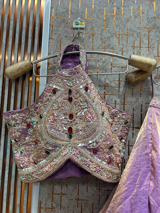 Jewellery Theme Lavender Crop Top Lehenga (Copy)