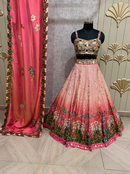 Pink crop top lehenga