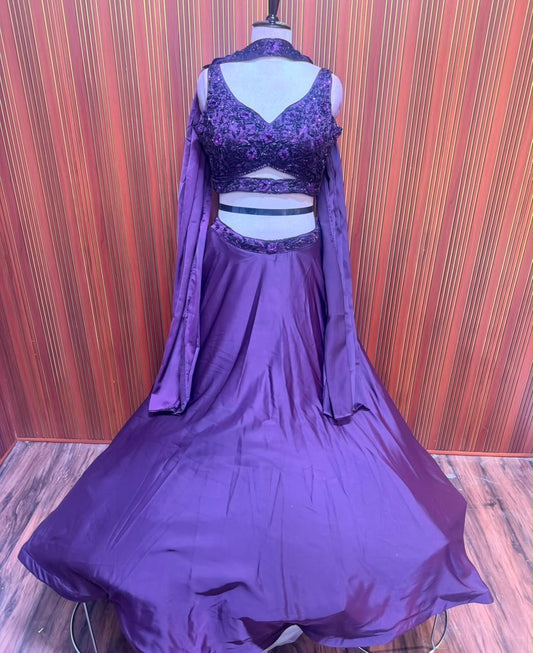 Purple crop top Lehenga