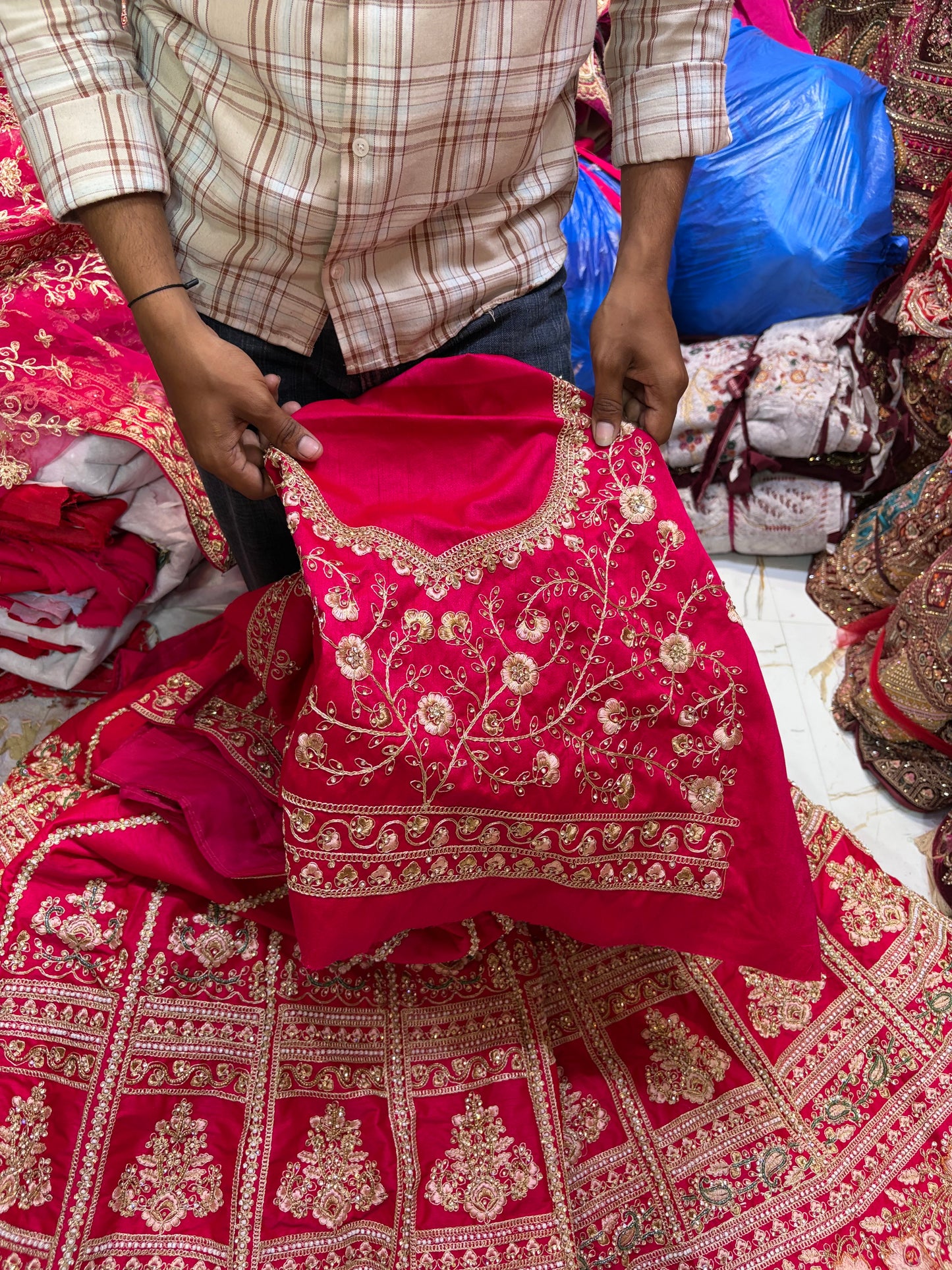Rani pink Sabyasachi Bridal Lehenga