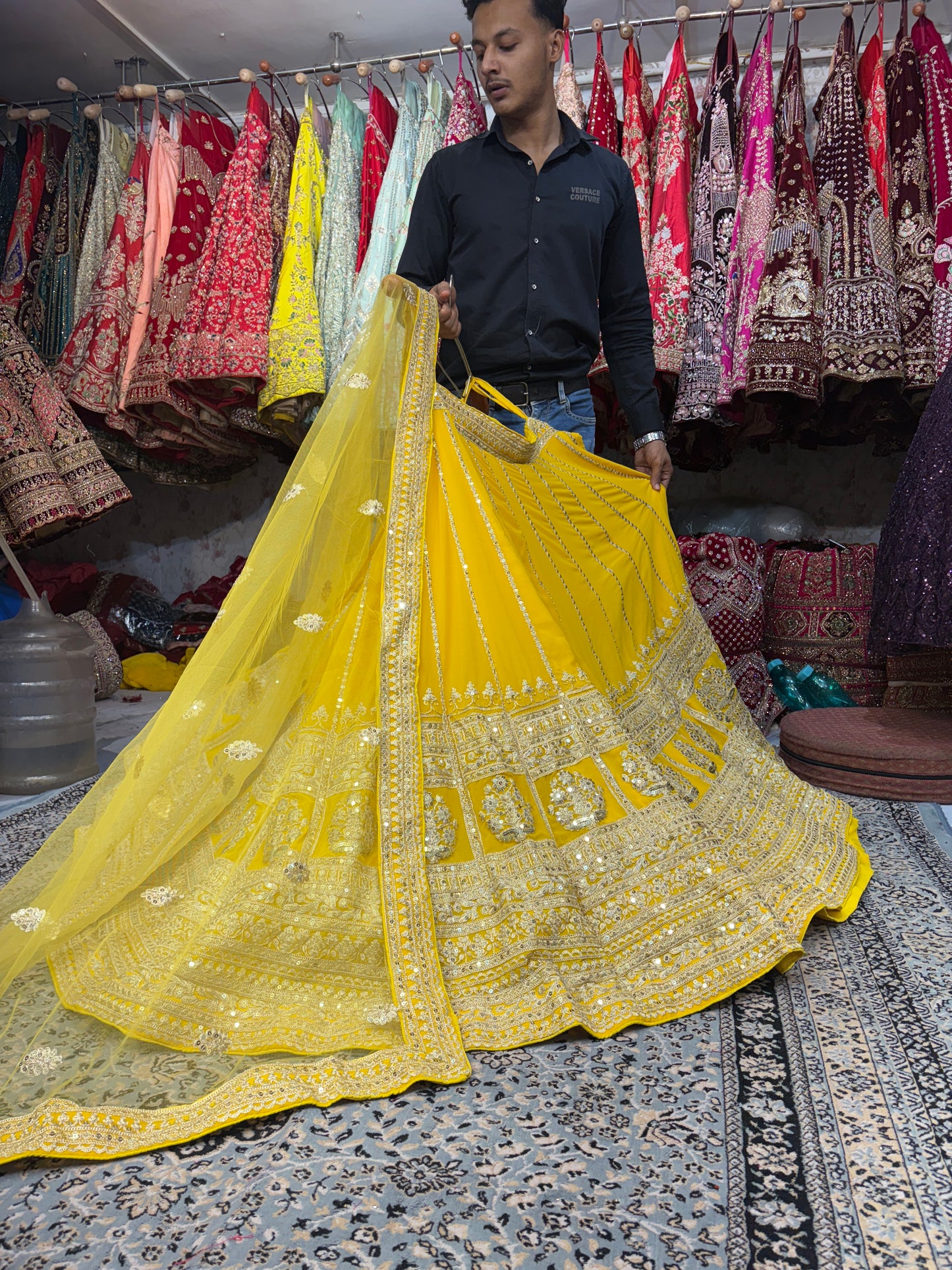 Tremendous Yellow haldi mehendi Lehenga
