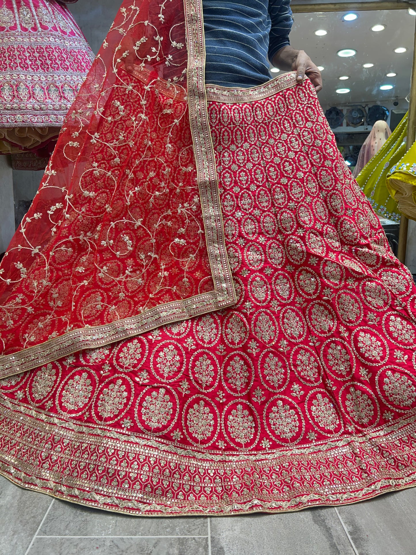 good looking red bridal lehenga