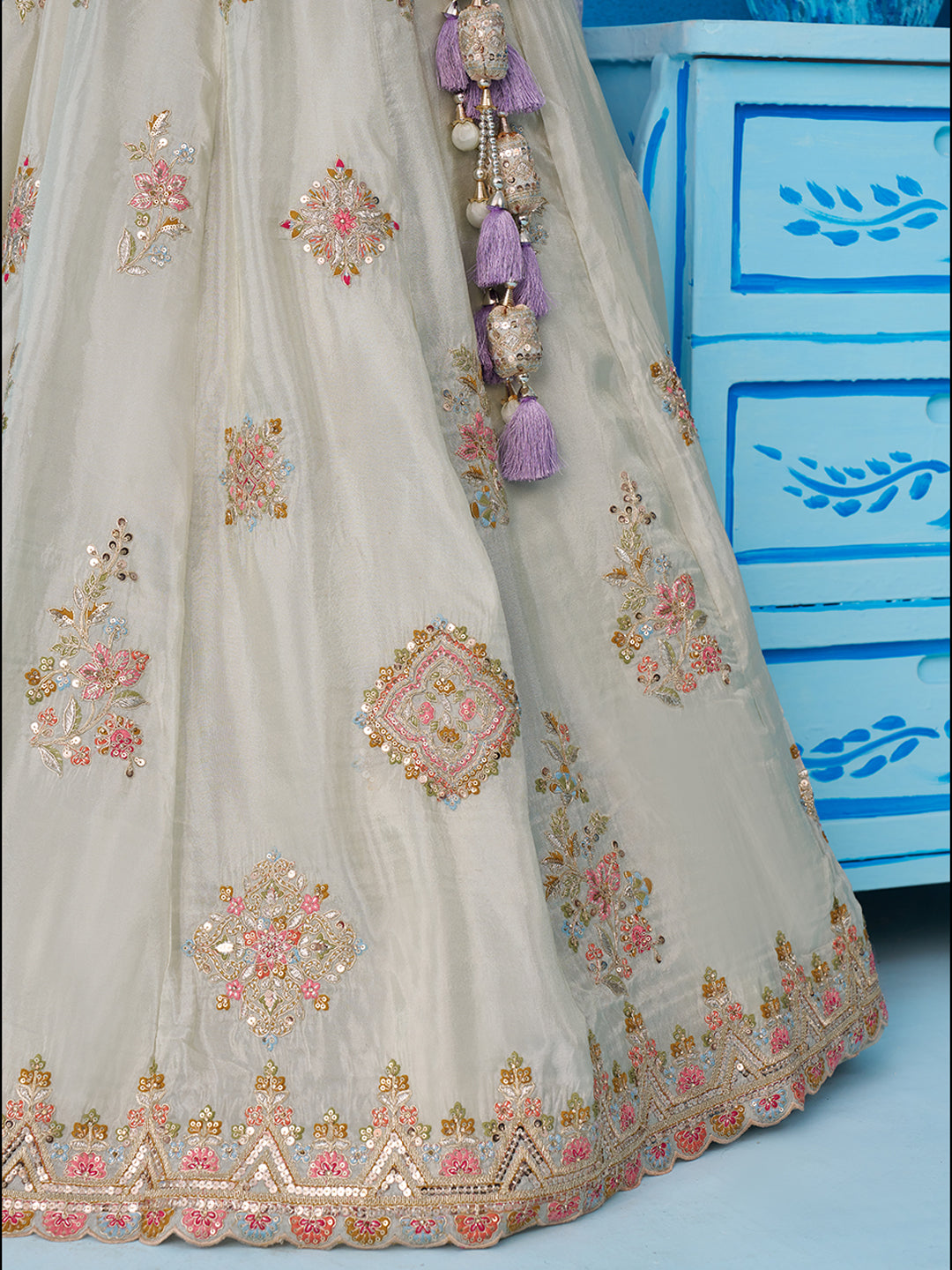 Limegreen- Tissue Sequinned & Zari Embroidered Lehenga 6132