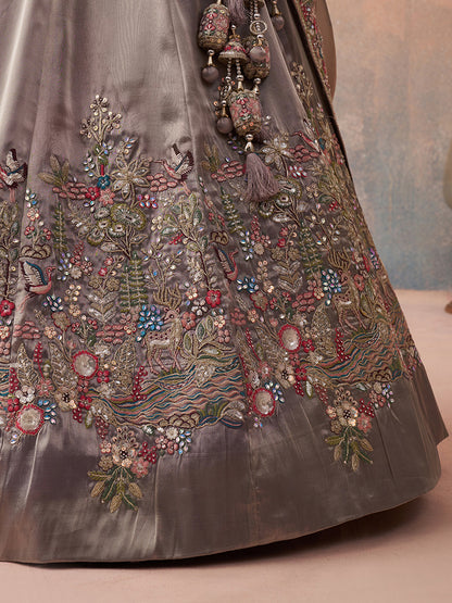 Lavender- Tissue Sequinned with Zarkan Embroidered Lehenga 6298