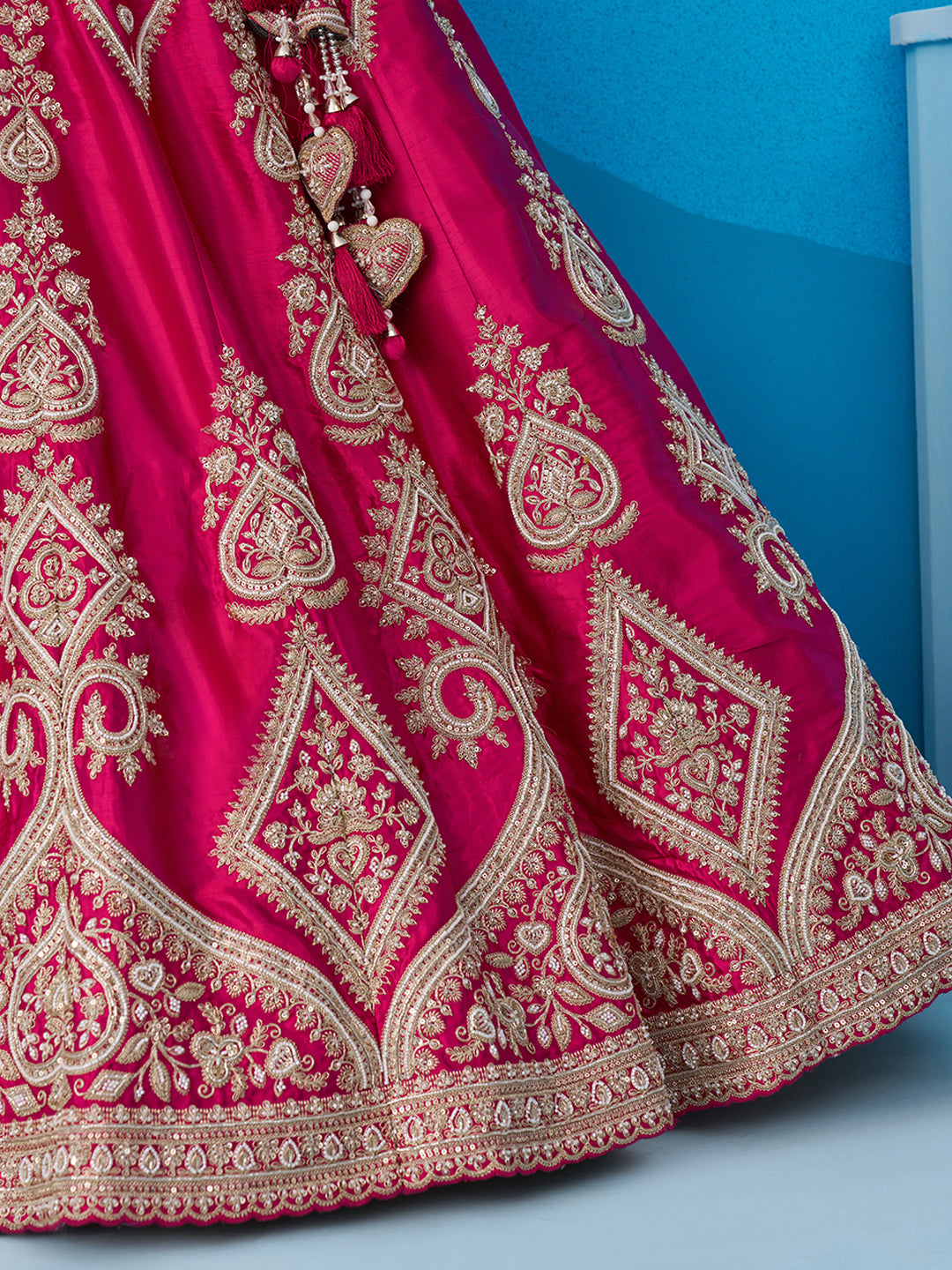 Rani Pink- Silk Beads & Sequins Embroidered Lehenga 6227