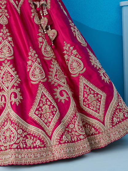 Rani Pink- Silk Beads & Sequins Embroidered Lehenga 6227