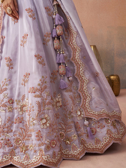 Lavender- Tissue Sequins Embroidered Lehenga 6109