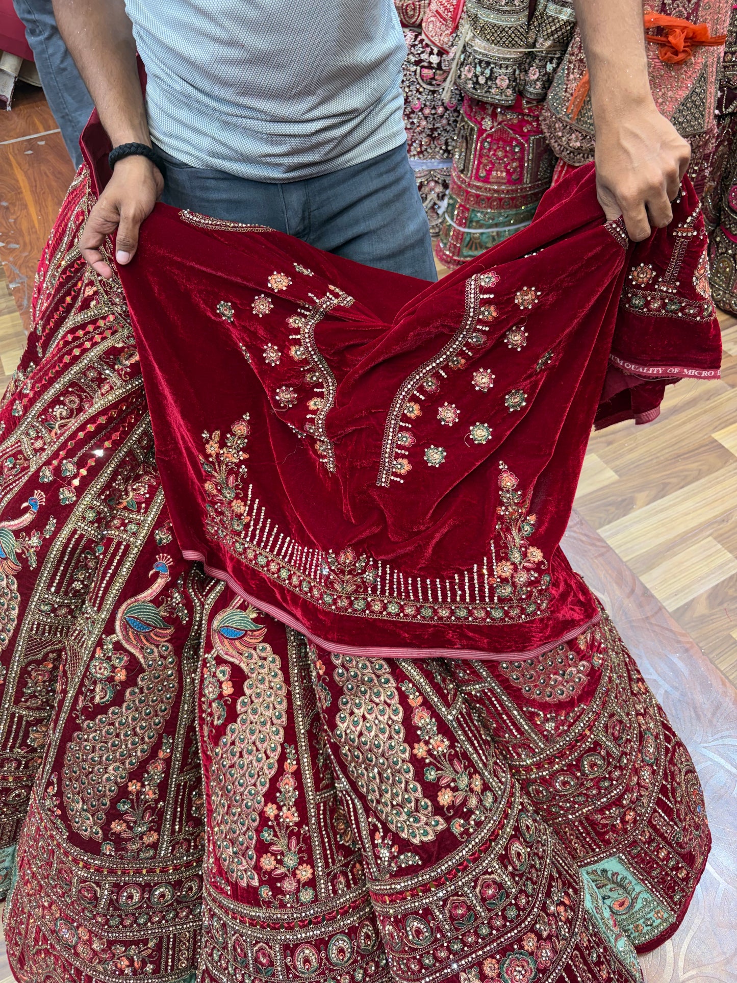 Maroon Peacock Ball Bridal Lehenga - Shopping World