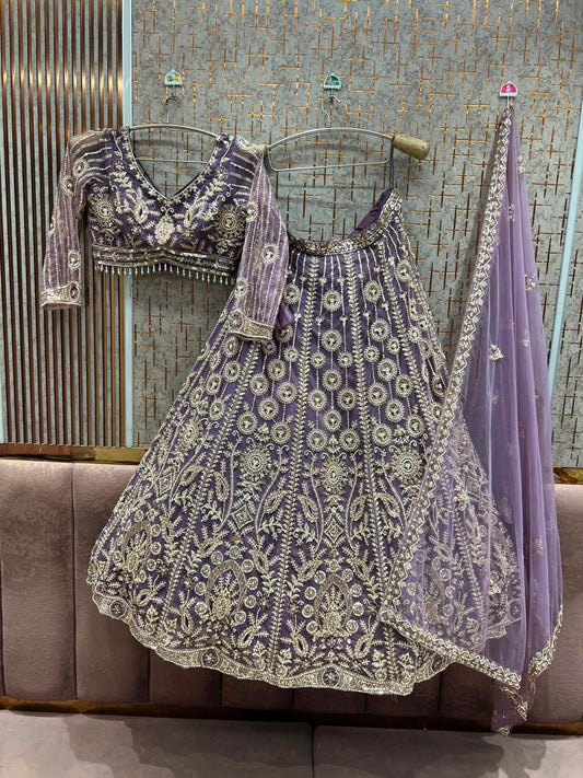 Lavender Crop Top Lehenga