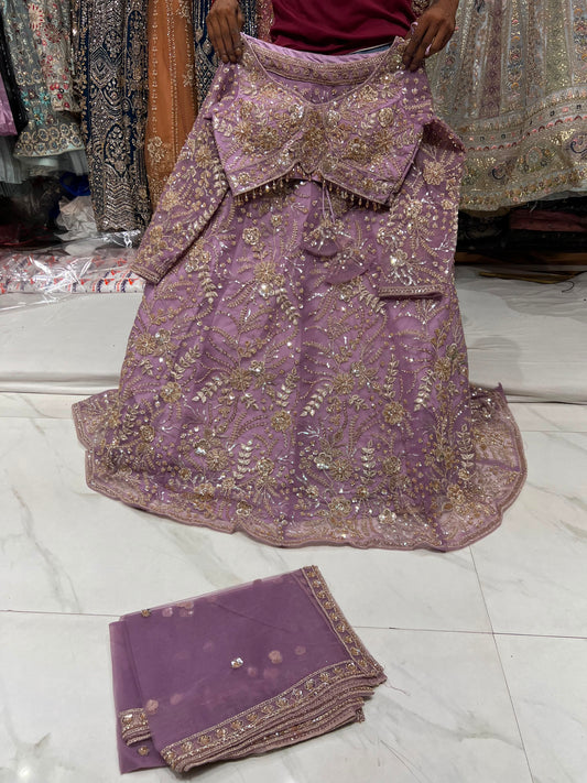 Lavender Crop Top Lehenga
