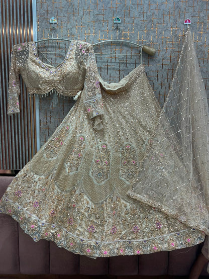 Pista Green Crop Top Lehenga