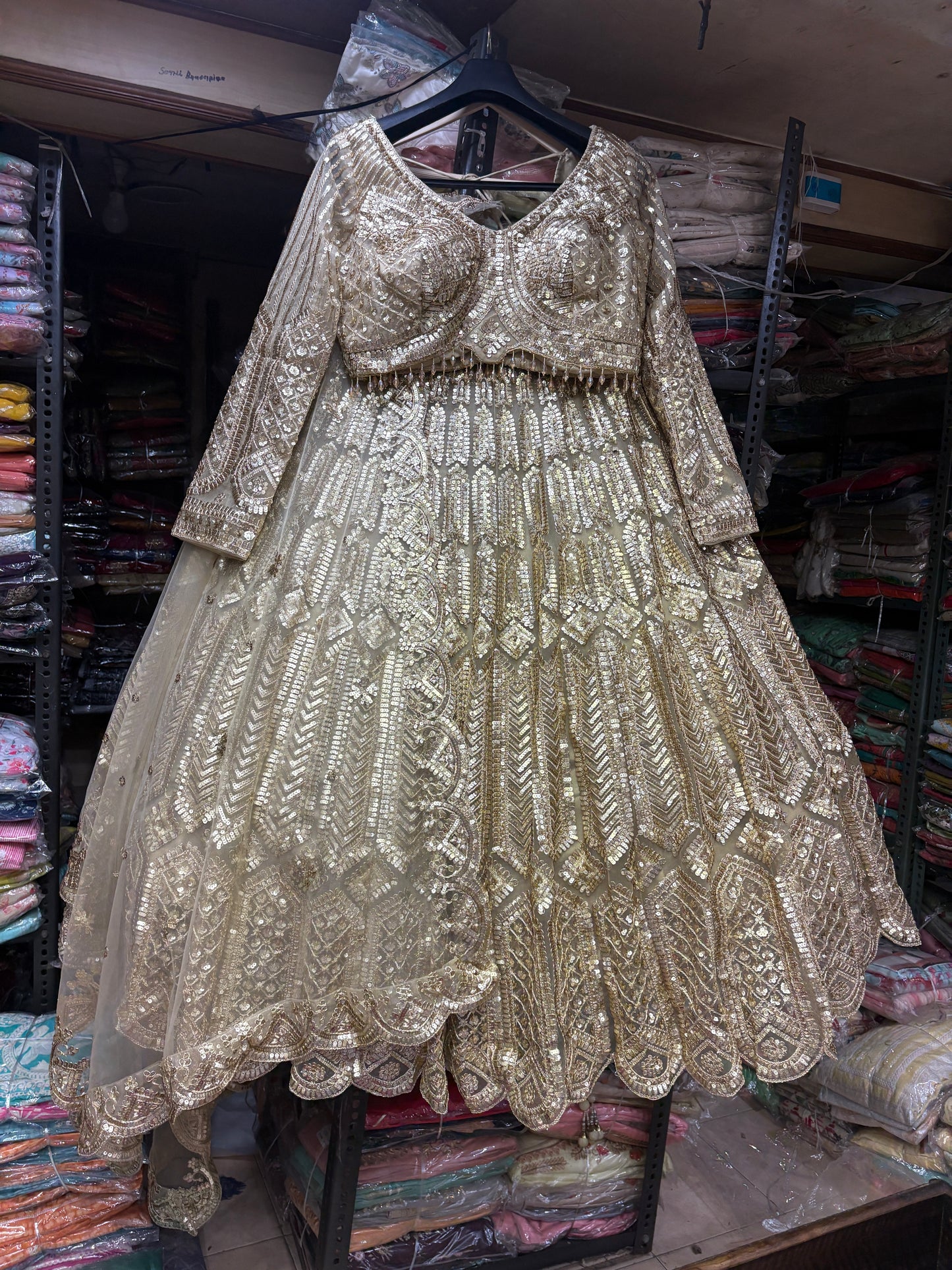 Eye catching Black On Black monotone Crop Top  lehenga