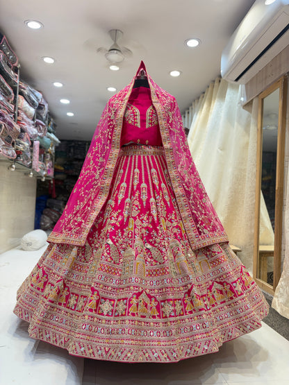 Astonishing Rani pink bridal Lehenga