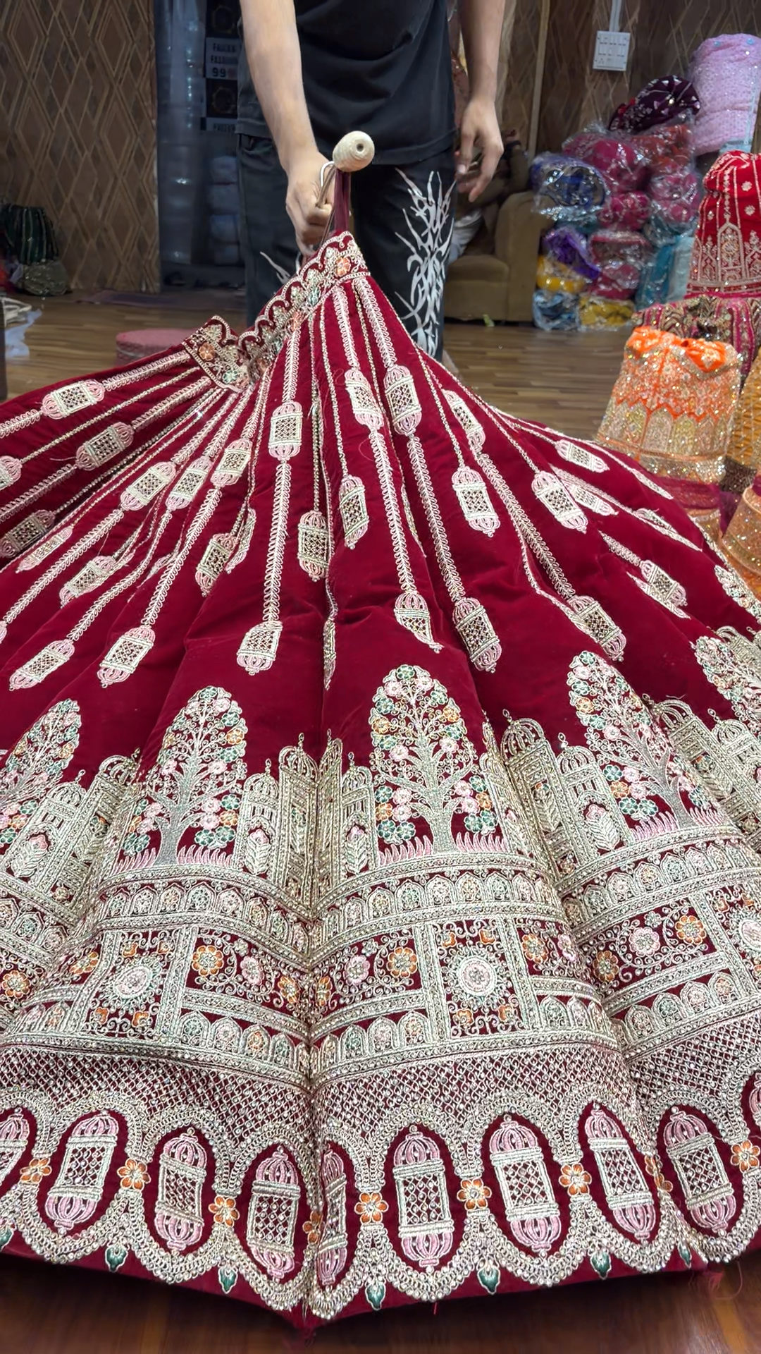 Cherry Maroon Ball Bridal Lehenga