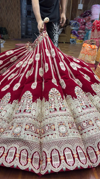 Cherry Maroon Ball Bridal Lehenga