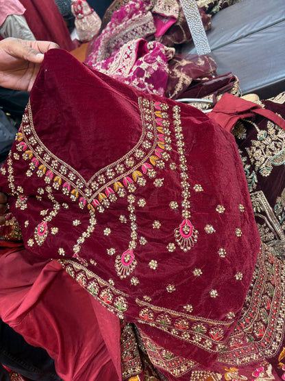 Pretty maroon doli barat bridal Lehenga