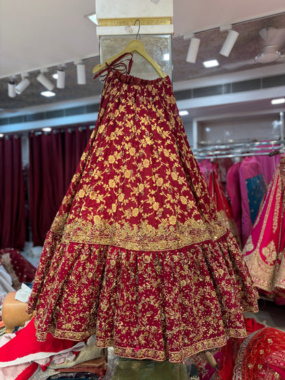 Maroon long peplum Farshi Gaharara Dress Special