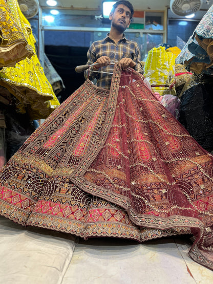 Elegant maroon ball bridal lehenga❤️