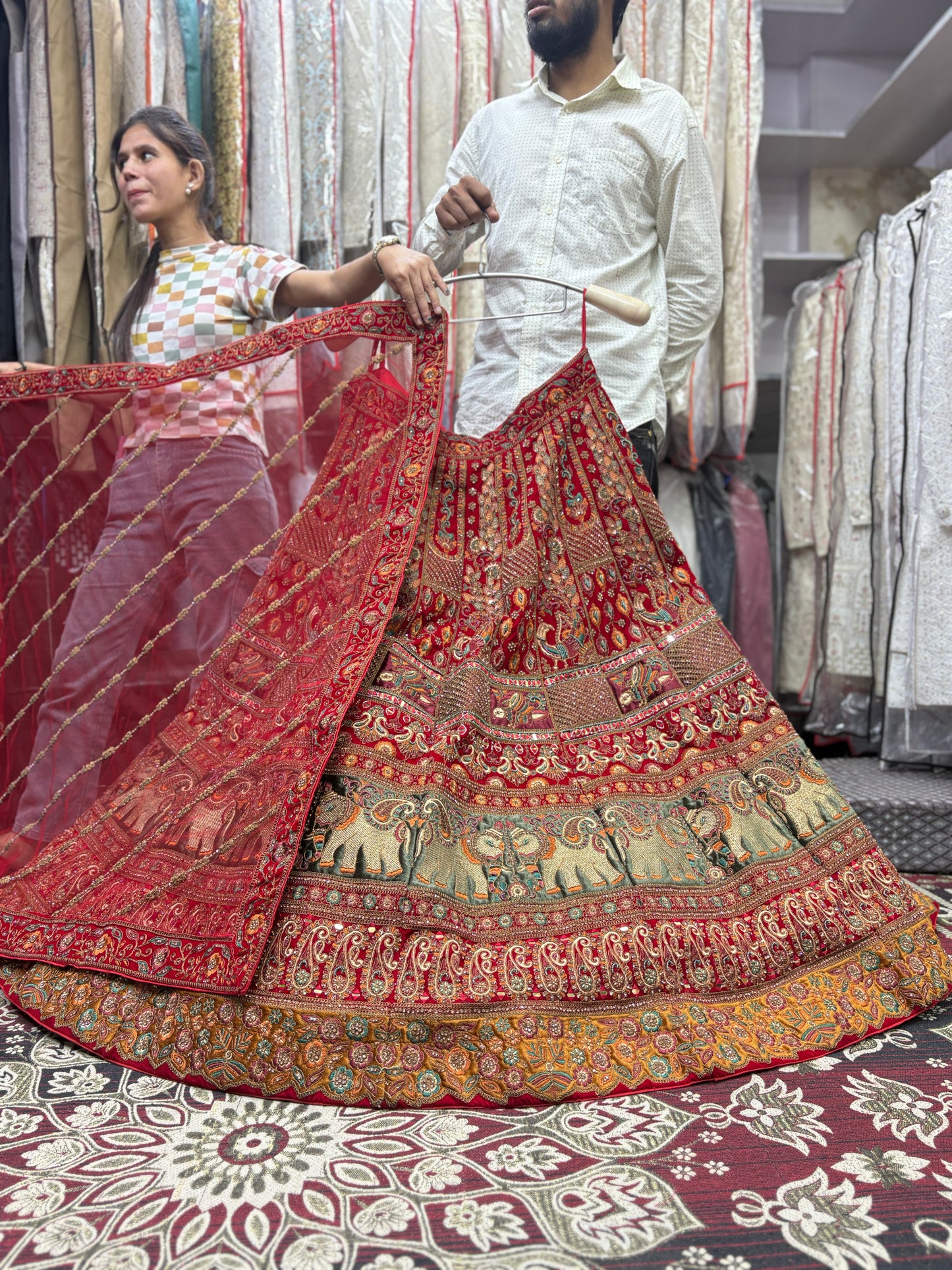 Fantastic red gajraj bridal Lehenga