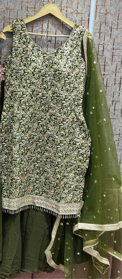 Lavishing green pink blue Shrug dress