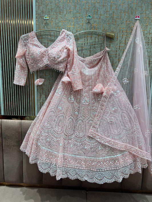 Baby pink Crop top Lehenga