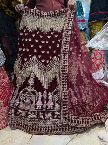 Khoobsurat maroon doli barat bridal lehenga❤️