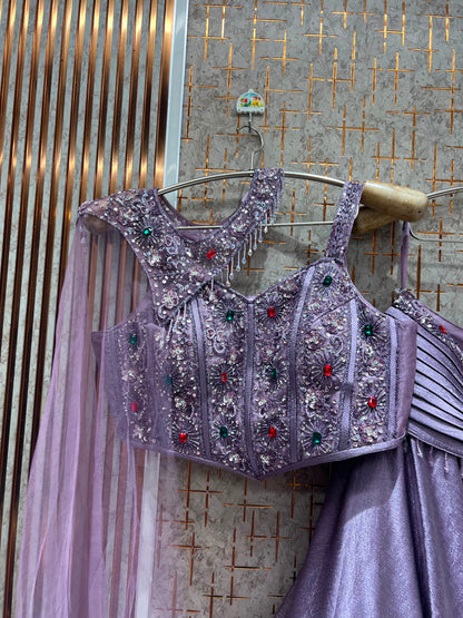 Lavender purple Crop top Lehenga