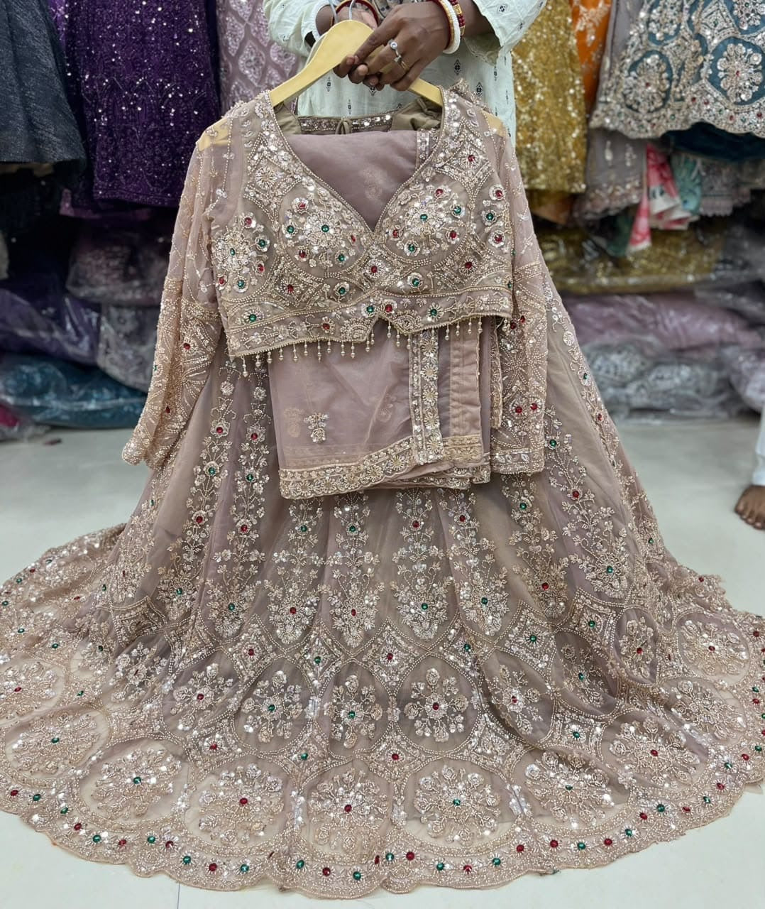 Sky Blue Crop Top Lehenga