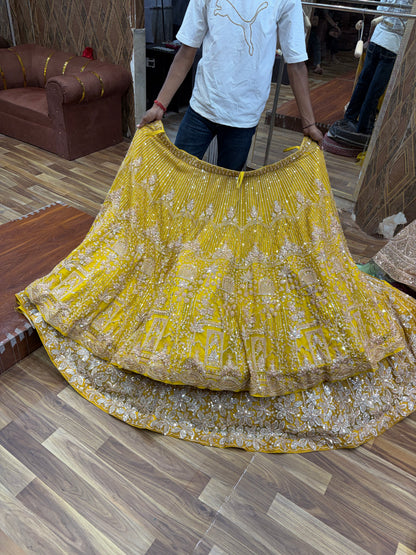Yellow Haldi Mehendi Designer Lehenga