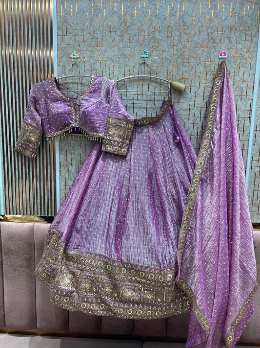 Lavender Crop Top Lehenga