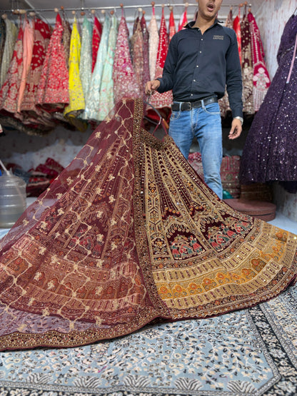 Fantastic maroon Doli barat bridal Lehenga