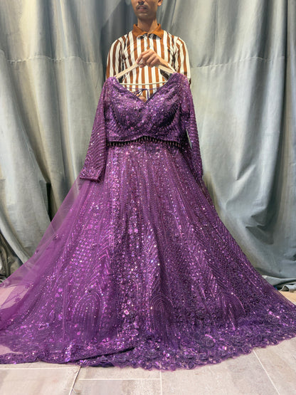 Delightful purple Crop Top Lehenga