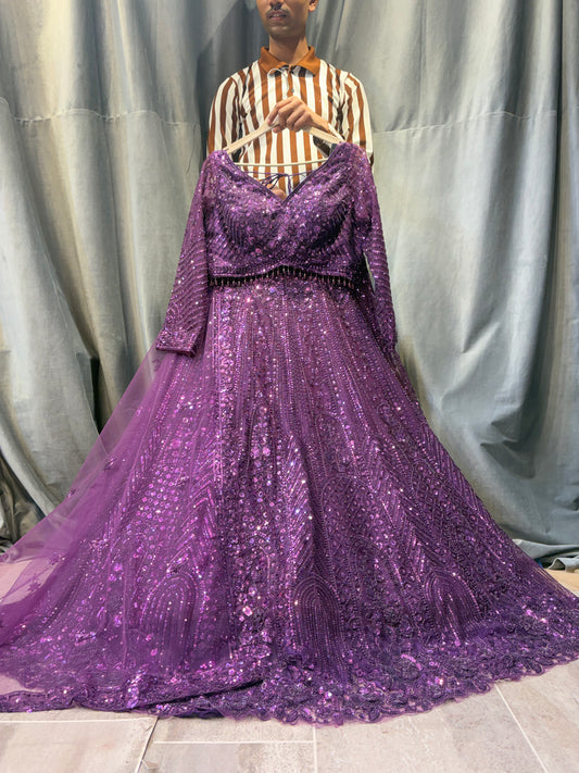 Delightful purple Crop Top Lehenga