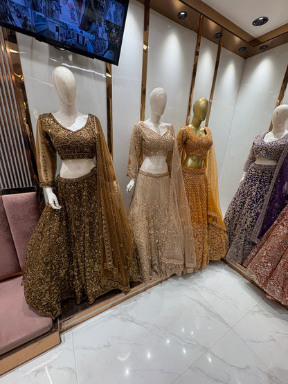 Fantastic mustard Floral Crop top Lehenga