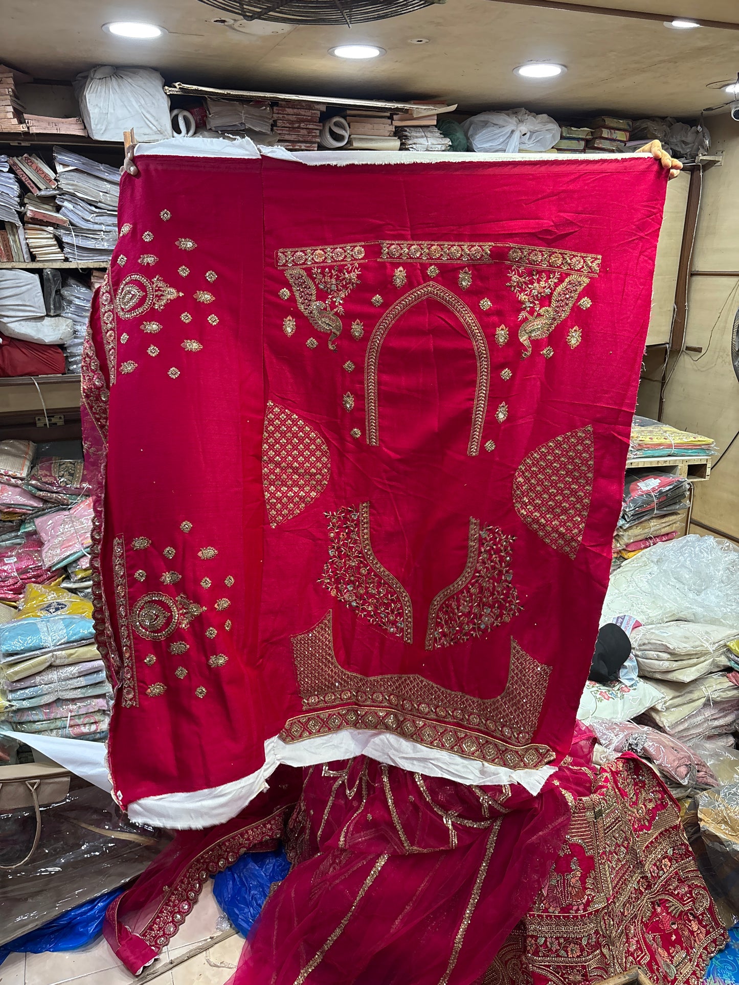 Tremendous Rani pink peacock Jaal Duptta Bridal Lehenga