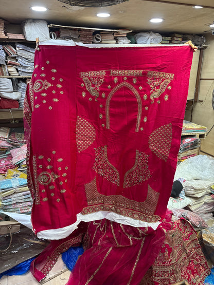 Tremendous Rani pink peacock Jaal Duptta Bridal Lehenga