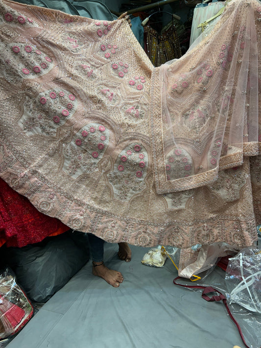Attractive pastel pink Handwork Lehenga