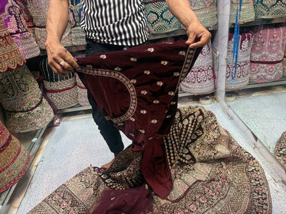 Khoobsurat maroon Jhumka bridal Lehenga