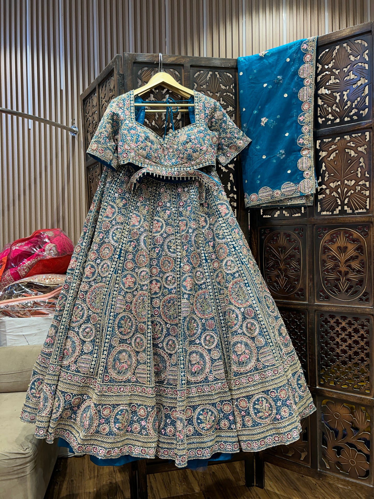 Awesome sky blue crop top lehenga