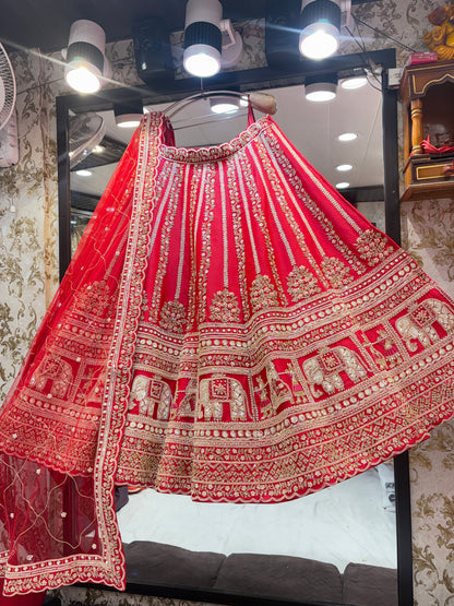 Fantastic rani pink Doli barat handwork bridal Lehenga