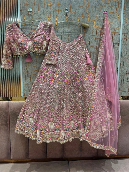 Pink Crop Top Lehenga
