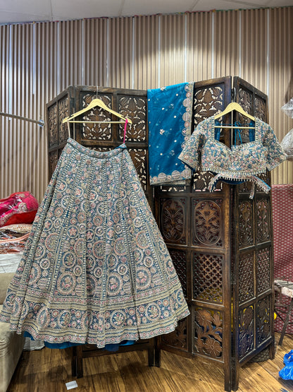 Awesome sky blue crop top lehenga