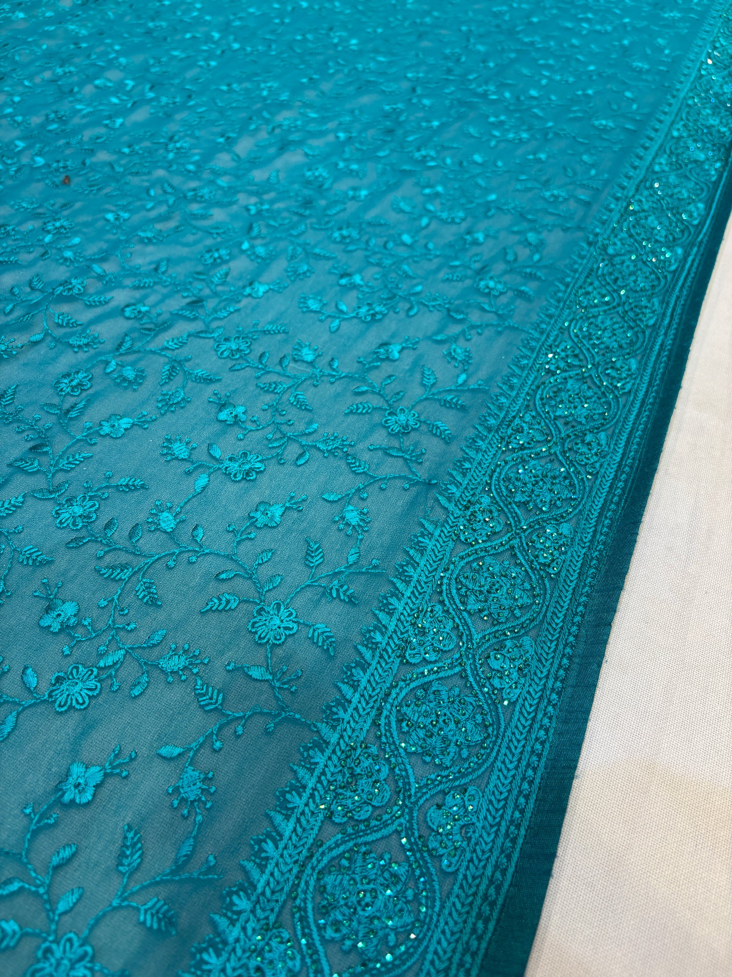 Designer sky blue saree