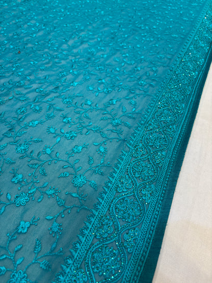 Designer sky blue saree