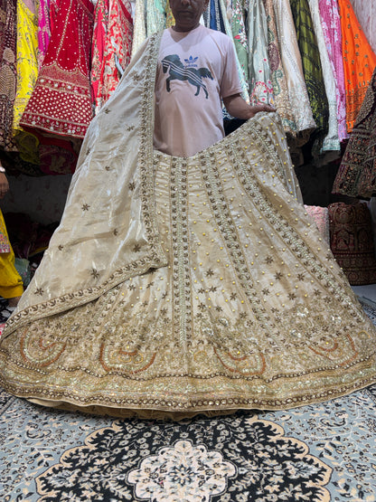 Lovely golden pearl handwork Lehenga