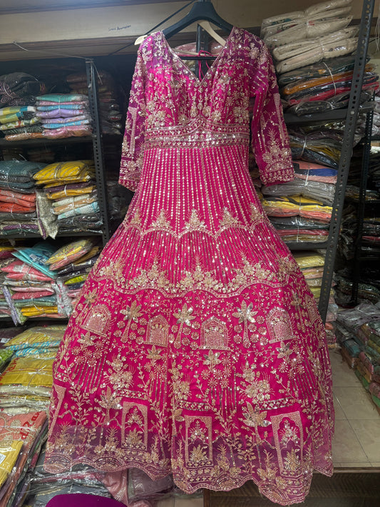 Khoobsurat Hot pink Farshi garara muslim Bride Special Dress
