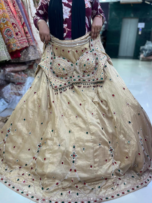 Golden crop top lehenga